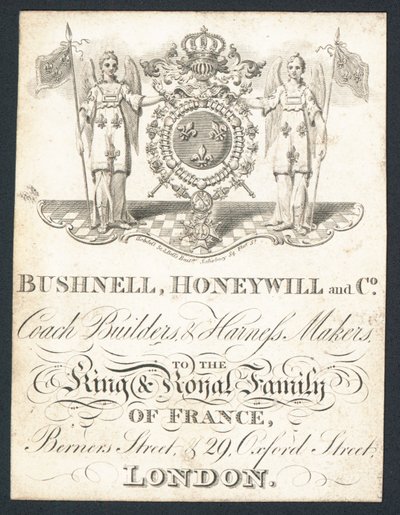 Bushnell、Honeywell and Co、コーチビルダーおよびハーネスメーカー、トレードカード 作： English School