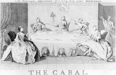 カバル：非常に、非常に重大な政治家の絵のような外観、c.1745 作： English School