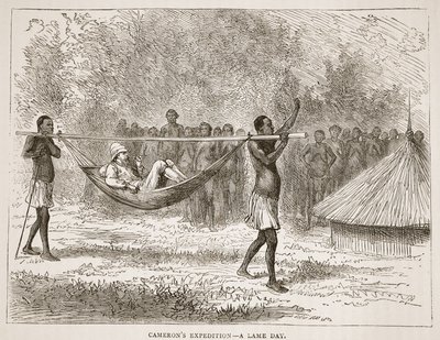 Camerons expedition- a lame day、illustration from the Pictorial Edition of the Life and Discoveries of David Livingstone、pub。 A. Fullarton＆Co.、1876年 作： English School