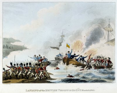 エジプトのキャンペーン（遠征）（1798〜1801年）。3月8日、エジプトにおけるイギリス軍のデバーキング 作： English School