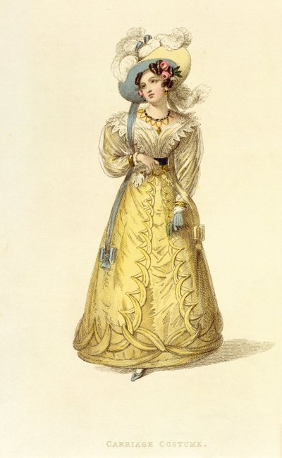 キャリッジコスチューム、アッカーマンズリポジトリ美術館のファッションプレート、c.1827 作： English School