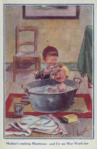 2人の男の子の漫画宣伝はがき 作： English School
