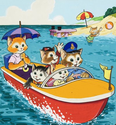 モーターボートの猫家族 作： English School