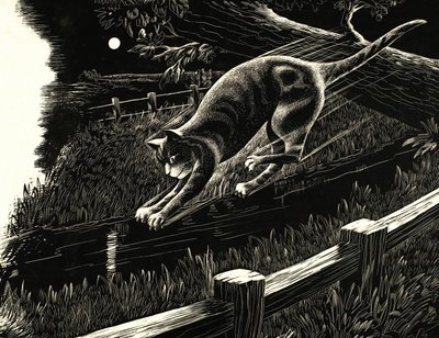 枝から跳躍する猫 作： English School