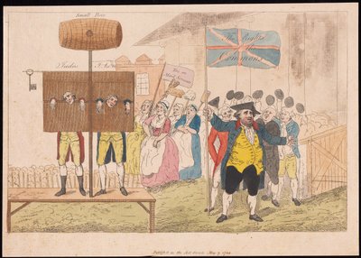枕元のセシル・レイ The Rights of the Commons, pub.1784年（手彩色彫刻 作： English School