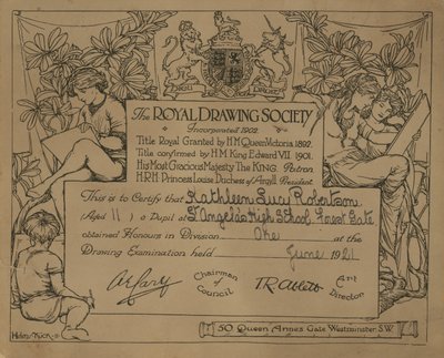 王立製図協会が発行した証明書 作： English School