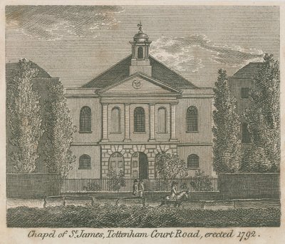 セントジェームズ礼拝堂、トッテナムコートロード、ロンドン、1792年に建立 作： English School