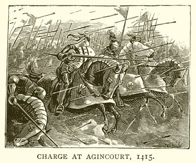 Agincourtでの充電、1415年 作： English School