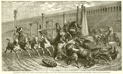 ローマ建国1000年記念の世俗競技における戦車競争（エングレーヴィング） 作： English School