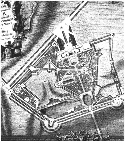 チャールズブリッジマンズ（fl.1713-38）ストウガーデンズの計画（1739年にチャールズブリッジマン夫人によって出版されたストウのビューに関する本）（ウィリアムケンツの後の計画については140583を参照） 作： English School