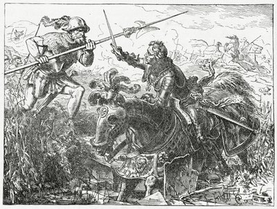 1477年、1882年1月5日、ナンシーの戦いでのブルゴーニュ公チャールズザボールド 作： English School