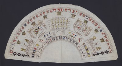 英国貴族の階級と紋章を示す図（カラーリトグラフ 作： English School