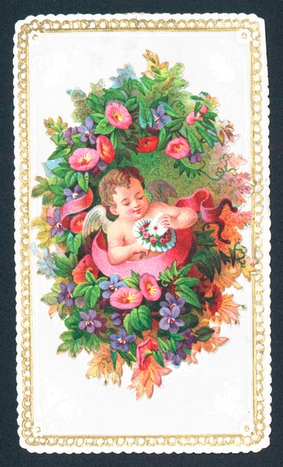 花、クリスマスカードに座っている天使 作： English School