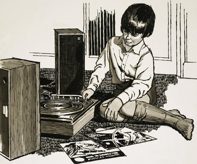 レコードプレーヤーを遊んでいる子供 作： English School