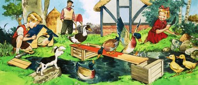 子供と遊ぶアヒル 作： English School