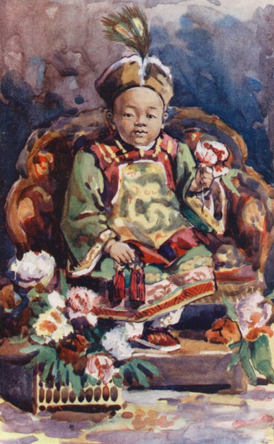 中国の子供たち中国の皇帝（カラーリトグラフ） 作： English School