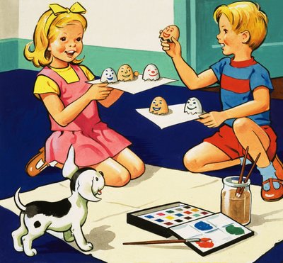 卵を塗る子供たち 作： English School