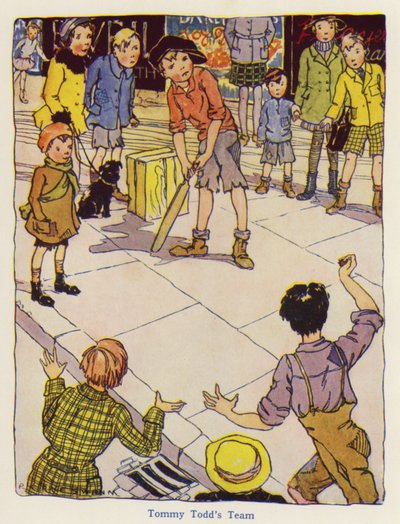 路上でクリケットをしている子供たち（カラーリソ） 作： English School