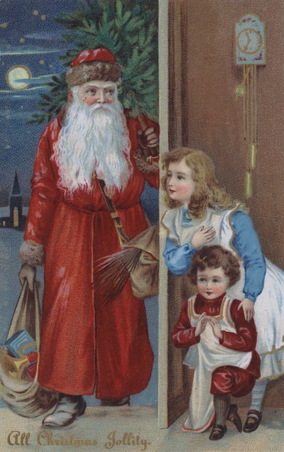 サンタクロースを待つ子供たち、クリスマスカード（クロモリ写真 作： English School