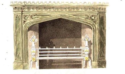 モナの大理石の煙突部分、1817年に出版されたアッカーマンの「芸術のリポジトリ」のプレート94（カラーリトグラフ） 作： English School