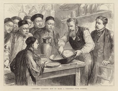 クリスマス・プラム・プディングの作り方を習う中国人（エングレーヴィング） 作： English School