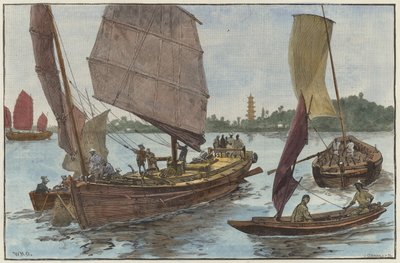 中国の漁船と貨物船 作： English School