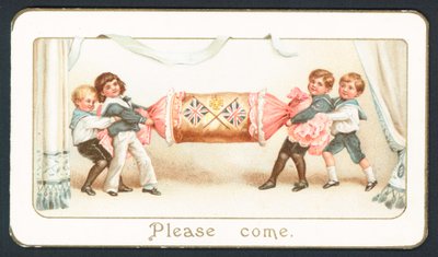 クラッカーを引っ張る子供とクリスマスカード 作： English School