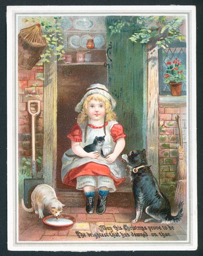 子供とペットのクリスマスのグリーティングカード 作： English School