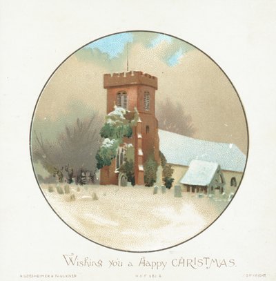 雪の中で教会、クリスマスカード 作： English School