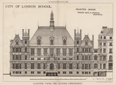 ロンドン市学校;ビクトリア堤防に面した標高 作： English School