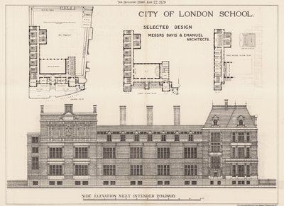 ロンドン市学校;側面図 作： English School