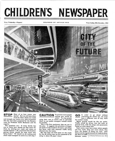 未来都市、1963年2月の「The Children&39;s Newspaper」の最初のページ（新聞） 作： English School