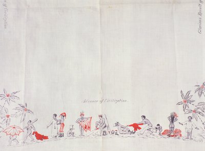1879年のフィジーの文明（綿に印刷） 作： English School