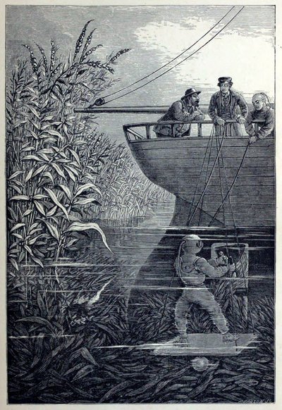 波の下からのスクリューのクリア、または深海でのダイビング、パブ。 1887年。 作： English School
