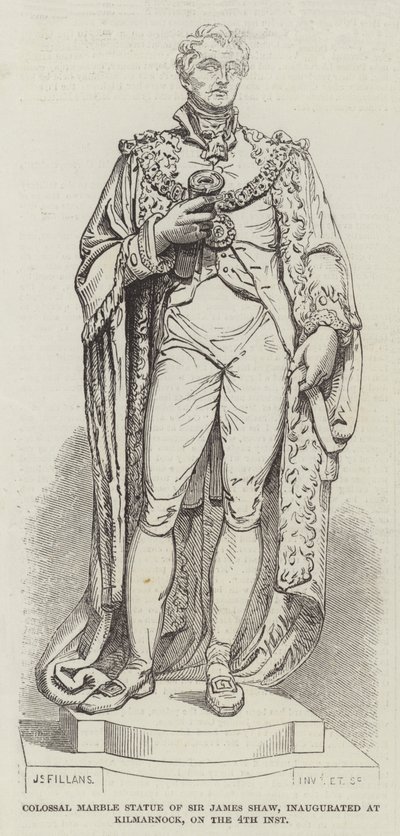 大理石製の巨大なSir James Shaw像、4日にKilmarnockで落成式が行われた（彫刻 作： English School