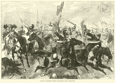 1870年9月、ザクセンの竜騎兵とシャサールの間の戦闘 作： English School
