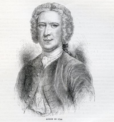 コモドールジョージアンソン、第1男爵アンソン（1697-1762）、1744 作： English School