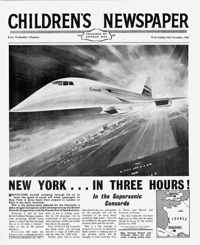 1963年11月、コンコルド「子供新聞」のフロントページ（新聞） 作： English School