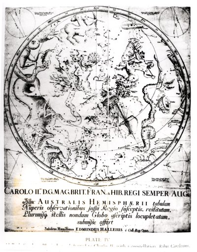 エドマンドハレー卿による「彗星のあらすじ」からの南半球の星座（1656-1742）1705 作： English School