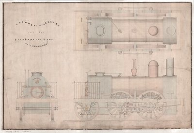 スタンホープアンドタインレイルウェイ社のR.およびW.ホーソーン社による建築図面、0-4-2機関車および入札 作： English School