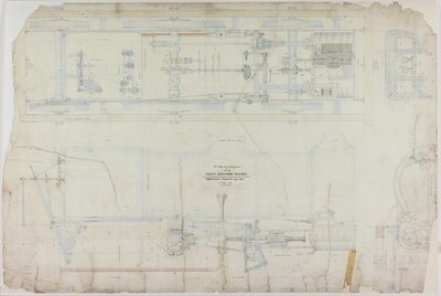 R. & W. Hawthorn & Co.がGreat Northern Railway Co.のために製作した2-2-2機関車の設計図です。 作： English School