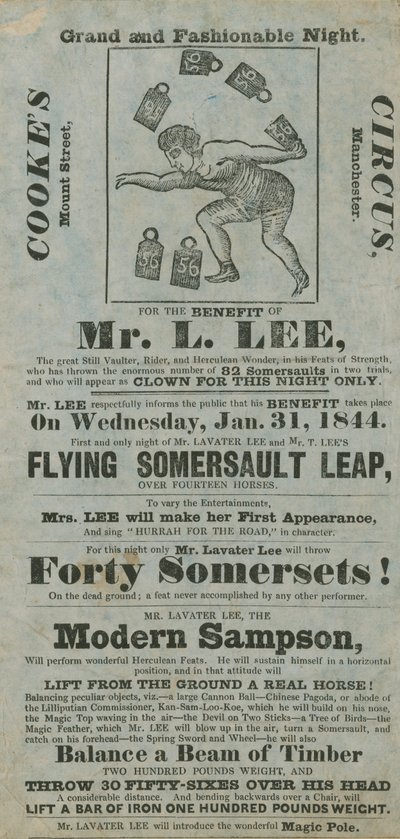1844年1月31日、Lavater Leeの利益のためにCurcus Curcus 作： English School