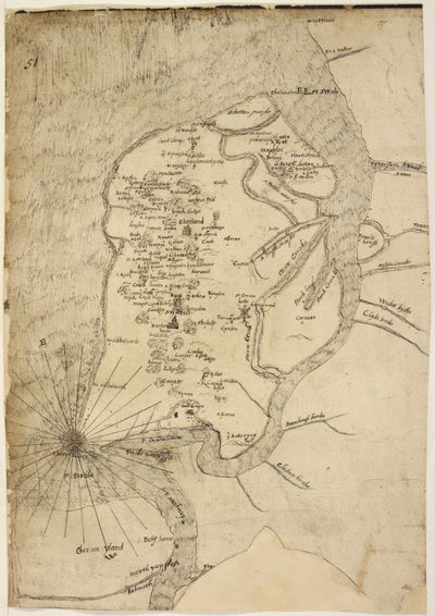 Cotton Augustus I.i f.51 地図製作者 Robert Lythe によるシェピー島の地図 作： English School