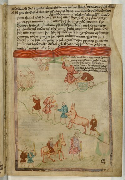 コットンクラウディウスB. IV f.38、創世記。 「古英語の六書」（ベラム）からの旅の物語 作： English School