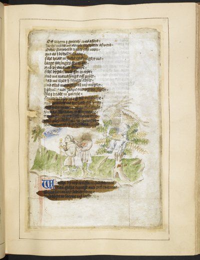 Cotton Ms Tiberius A vii fol.49 A Personification of Necromancy (ベラム) 作： English School
