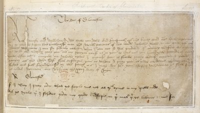 Cotton Vespasian MS F III f.19 ジョン・セイ卿へのリチャードの最初の現存する手紙 作： English School