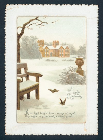 雪の中でカントリーハウス、クリスマスカード 作： English School