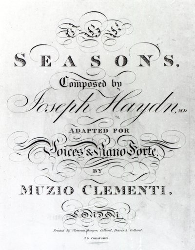 ジョセフ・ハイドン（1732-1809）による「季節」のスコアシートの表紙 作： English School