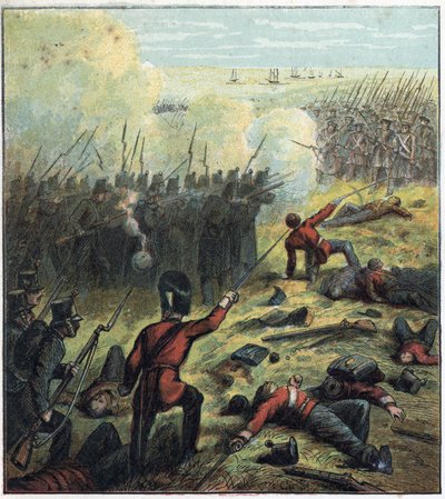ロシアとオスマン帝国の間で起きたクリミー戦争（1853-1856）：フランスとイギリスはトルコと同盟し、1854年10月17日から1855年9月8日までロシアの港セバストポリを包囲した。セバストポリの包囲戦」の様子 作： English School