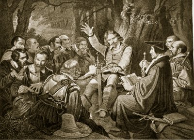 ダンバーの戦いの前のクロムウェル、1650年、イギリス国民のハチンソン物語のイラスト、1923年頃 作： English School